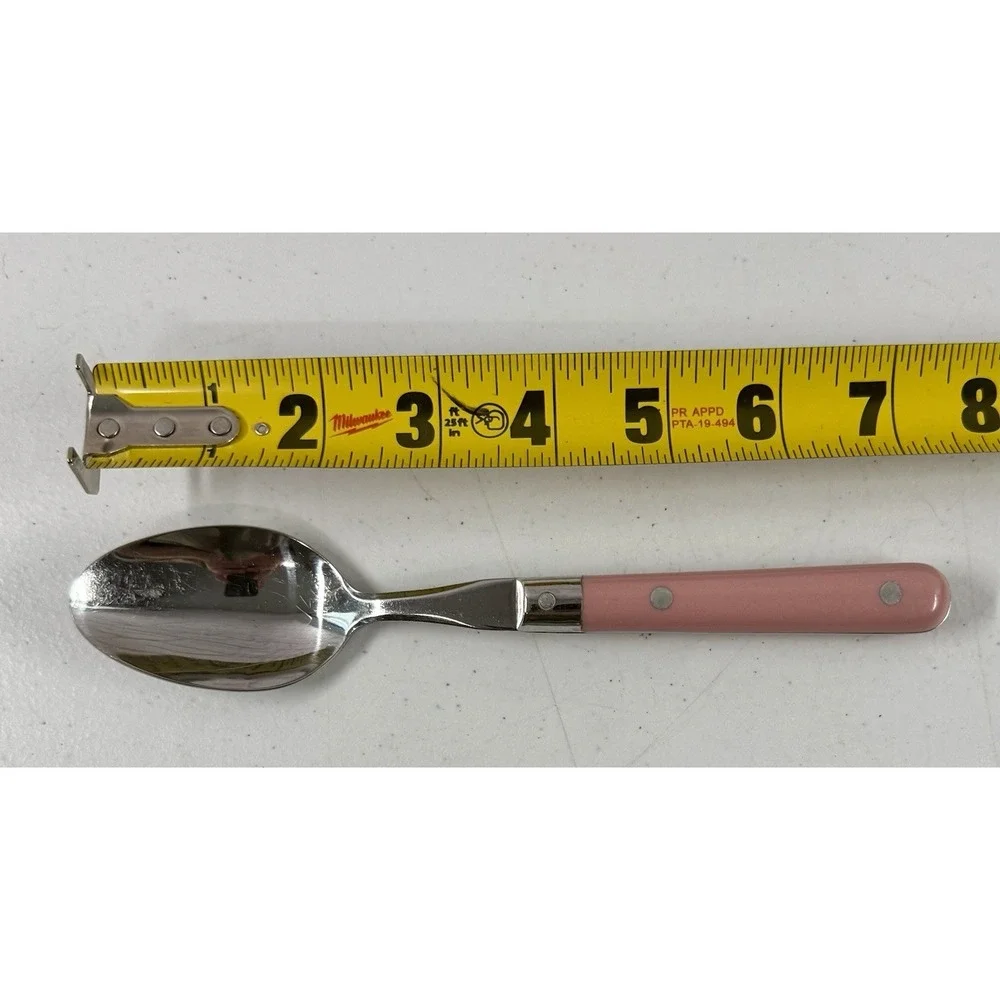 15 Piece Mixed Set of Carnival Stainless Flatware Korea Pink Handles Vintage